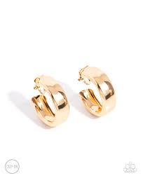 Round Reputation Gold Clip-On Earring - Paparazzi - Dare2bdazzlin N Jewelry