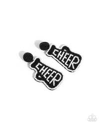 Cheer Captain Black Post Earring - Paparazzi - Dare2bdazzlin N Jewelry