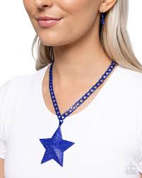 Stellar Selfie Blue Necklace - Paparazzi - Dare2bdazzlin N Jewelry