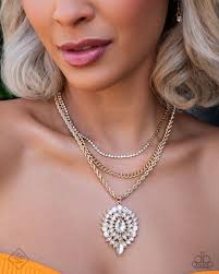 Adorably Administrative Gold Necklace - Paparazzi - Dare2bdazzlin N Jewelry