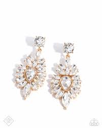 Darling Direction Gold Earring - Paparazzi - Dare2bdazzlin N Jewelry
