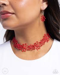Bouquet Blend Red Choker - Paparazzi - Dare2bdazzlin N Jewelry