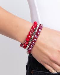Memorable Makeover Red Bracelet - Paparazzi - Dare2bdazzlin N Jewelry