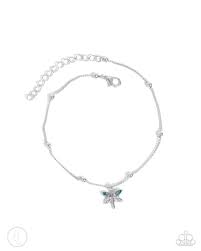 Dainty Dragonfly Blue Anklet - Paparazzi