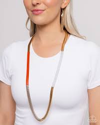 Patterned Pageantry Orange Necklace - Paparazzi - Dare2bdazzlin N Jewelry