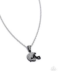 Helmet Headline Black Necklace  - Paparazzi - Dare2bdazzlin N Jewelry