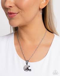 Helmet Headline Black Necklace  - Paparazzi - Dare2bdazzlin N Jewelry