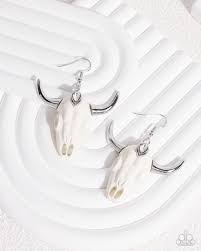 Southwestern Skull White Earring - Paparazzi - Dare2bdazzlin N Jewelry
