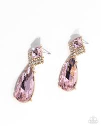 Diamond Life Pink Post Earring - Paparazzi - Dare2bdazzlin N Jewelry