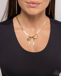 Ladylike Legato Gold Necklace - Paparazzi - Dare2bdazzlin N Jewelry