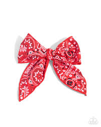 Bandana Bravado Red Hair Clip - Paparazzi - Dare2bdazzlin N Jewelry