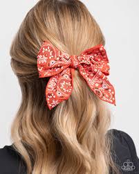 Bandana Bravado Red Hair Clip - Paparazzi - Dare2bdazzlin N Jewelry