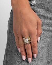 Butterfly Broadcast Yellow Ring - Paparazzi - Dare2bdazzlin N Jewelry