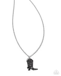 Blazing Boot Black Necklace - Paparazzi - Dare2bdazzlin N Jewelry