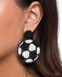 Grand Goalkeeper Black Post Earring - Paparazzi - Dare2bdazzlin N Jewelry
