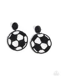 Grand Goalkeeper Black Post Earring - Paparazzi - Dare2bdazzlin N Jewelry