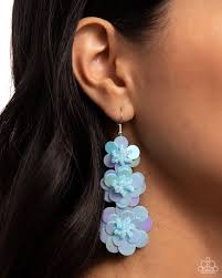 Beaded Bouquet Blue Earring - Paparazzi - Dare2bdazzlin N Jewelry
