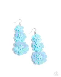 Beaded Bouquet Blue Earring - Paparazzi - Dare2bdazzlin N Jewelry