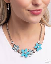 Bouquet Ballad Blue Necklace - Paparazzi - Dare2bdazzlin N Jewelry