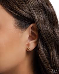 Scared Shimmer Gold Post Earring - Paparazzi - Dare2bdazzlin N Jewelry