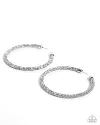 Classy Condition White Hoop Earring - Paparazzi - Dare2bdazzlin N Jewelry