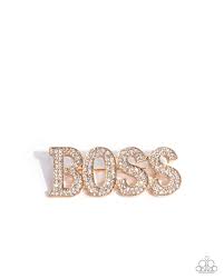 Blingy Boss Gold Brooch - Paparazzi - Dare2bdazzlin N Jewelry