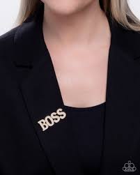Blingy Boss Gold Brooch - Paparazzi - Dare2bdazzlin N Jewelry