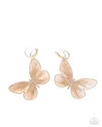 Fluttering Folk Gold Hoops- Hinge Earring - Paparazzi - Dare2bdazzlin N Jewelry
