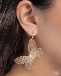 Fluttering Folk Gold Hoops- Hinge Earring - Paparazzi - Dare2bdazzlin N Jewelry