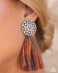 Yarn Yearbook Multi Post Earring - Paparazzi - Dare2bdazzlin N Jewelry