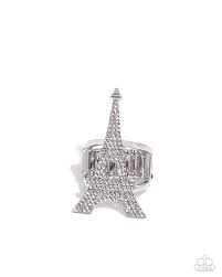 Eiffel Tower Ease White Ring - Paparazzi - Dare2bdazzlin N Jewelry