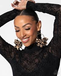 Charming Cheetah Gold Post Earring - Paparazzi - Dare2bdazzlin N Jewelry