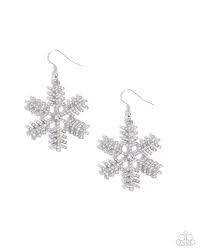 Snowflake Shimmer White Earring - Paparazzi - Dare2bdazzlin N Jewelry