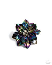 Platonic Petals Black Ring - Paparazzi - Dare2bdazzlin N Jewelry