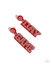 Home Game Red Post Earring - Paparazzi - Dare2bdazzlin N Jewelry