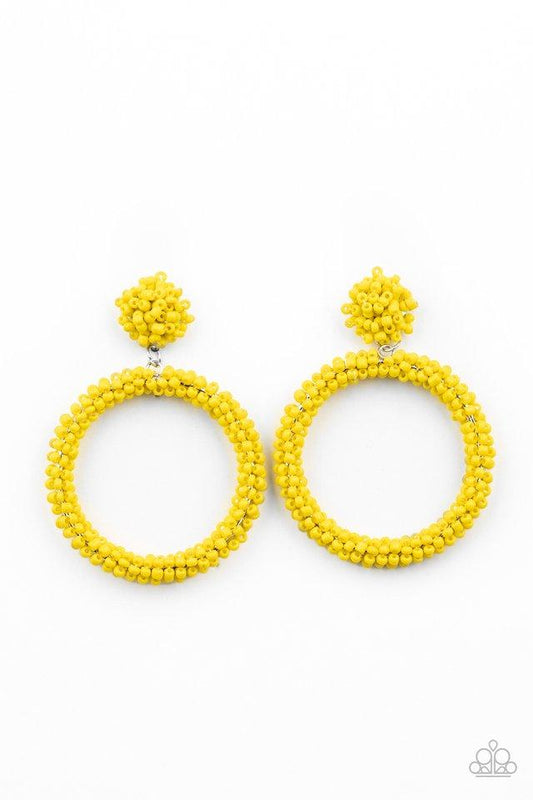 Be All You Can BEAD Yellow Earring - Paparazzi - Dare2bdazzlin N Jewelry