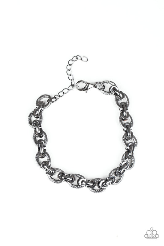 Gridiron Grunge - Black Bracelet - Paparazzi - Dare2bdazzlin N Jewelry