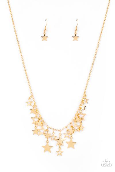 Stellar Stardom Gold Necklace - Paparazzi - Dare2bdazzlin N Jewelry