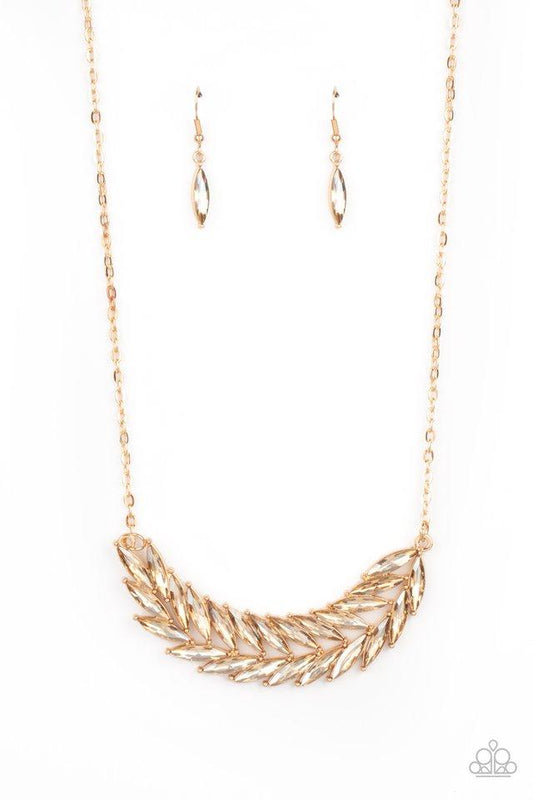 Flight Of FANCINESS Gold Necklace - Paparazzi - Dare2bdazzlin N Jewelry