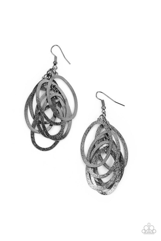 Mind OVAL Matter - Black Earring - Paparazzi - Dare2bdazzlin N Jewelry