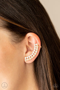 Doubled Down On Dazzle - Gold Ear Crawlers - Paparazzi - Dare2bdazzlin N Jewelry