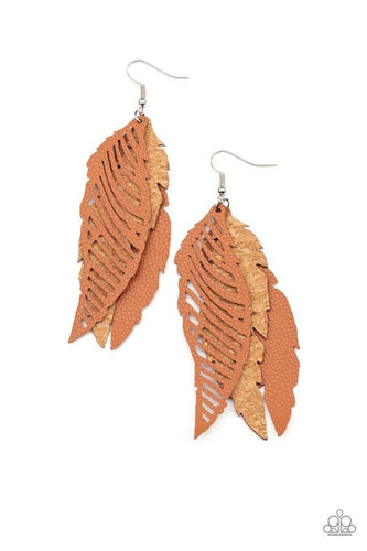 WINGING Off The Hook Brown Earring - Paparazzi - Dare2bdazzlin N Jewelry