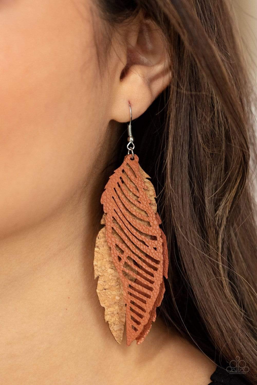 WINGING Off The Hook Brown Earring - Paparazzi - Dare2bdazzlin N Jewelry