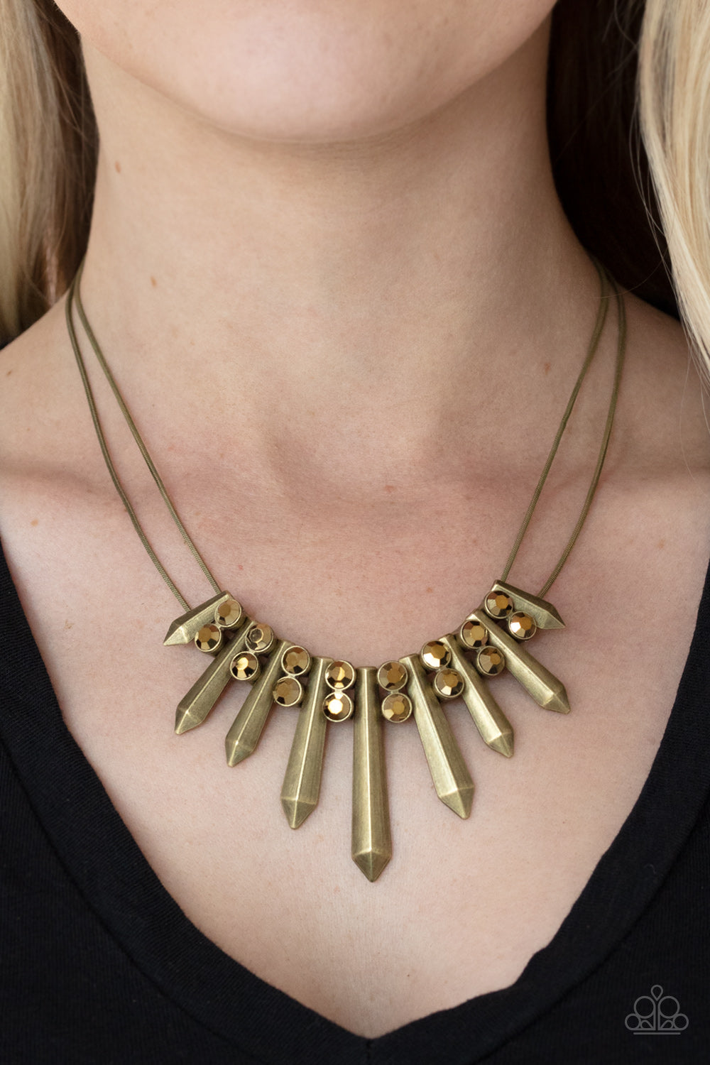 Dangerous Dazzle - Brass Necklace - Paparazzi - Dare2bdazzlin N Jewelry
