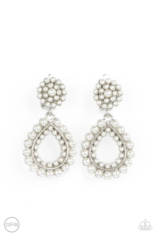 Discerning Droplets - White Earring - Paparazzi - Dare2bdazzlin N Jewelry