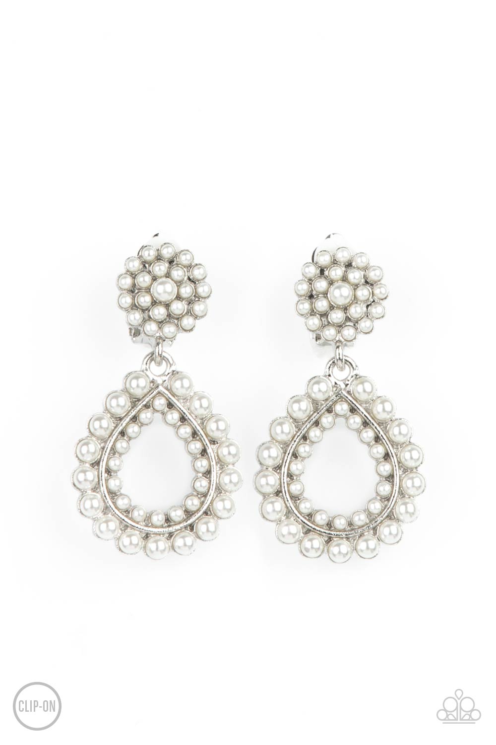 Discerning Droplets - White Earring - Paparazzi - Dare2bdazzlin N Jewelry