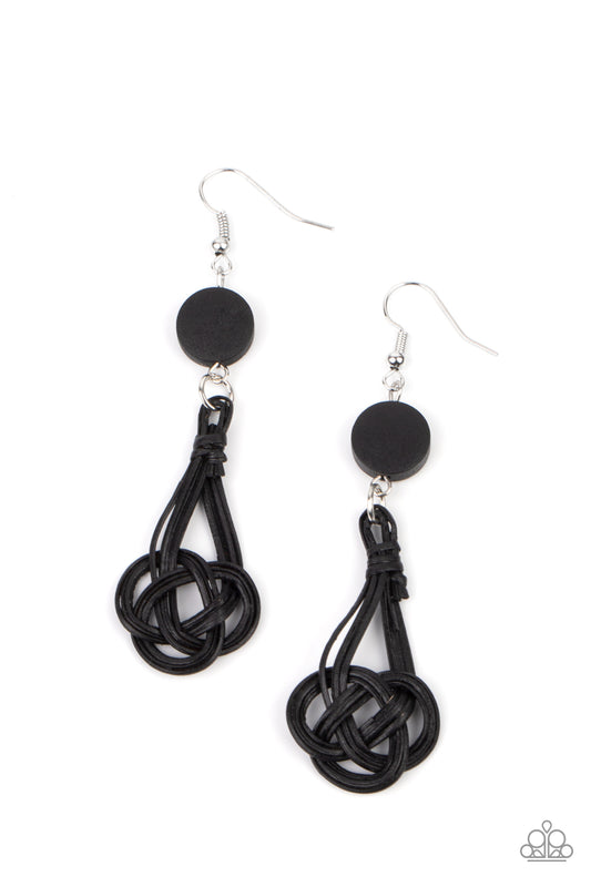 Twisted Torrents - Black Earring - Paparazzi - Dare2bdazzlin N Jewelry