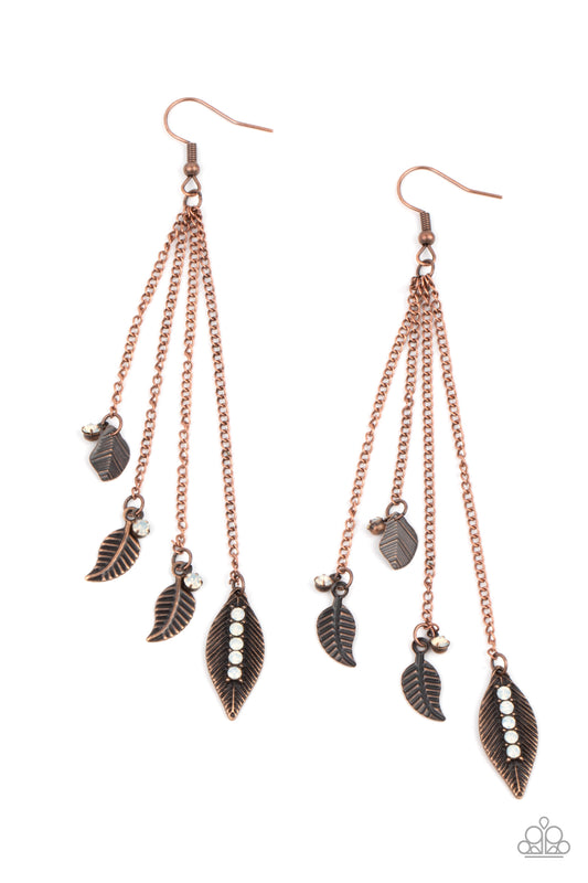 Chiming Leaflets - Copper Earring - Paparazzi - Dare2bdazzlin N Jewelry