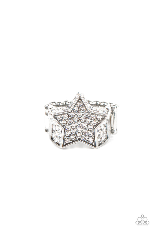 Here Come The Fireworks - White Ring - Paparazzi - Dare2bdazzlin N Jewelry