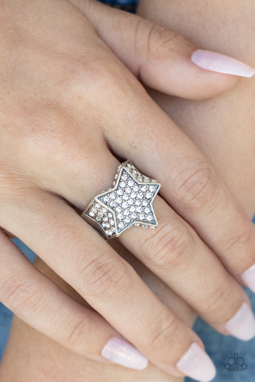 Here Come The Fireworks - White Ring - Paparazzi - Dare2bdazzlin N Jewelry